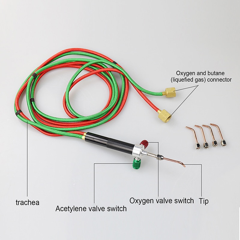 Welding Torch Kit with 5 Tips Small Welding Soldering Oxygen Acetylene Gun Jewelry Welding Machine Propane Torch