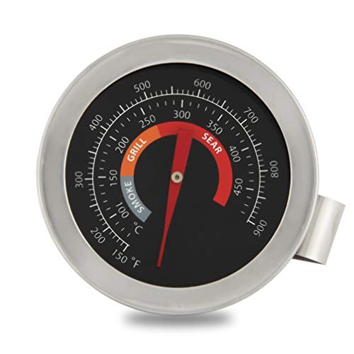 1/Pcs BBQ Grill Temperature Gauge Waterproof Large Face Barbecue Charcoal Grill Stainless Steel Cooking Thermometer: 2in Black for BGE