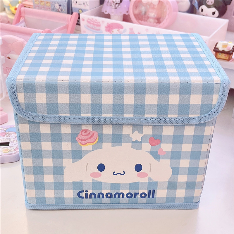 Sanrio Gitter Schreibtisch kippen Aufbewahrungsbox Kuromi mein Melodie Hallo Kätzchen Cinnamoroll Schreibtisch Organizer Kosmetik Briefpapier Kleinigkeiten Kasten: Schwarz