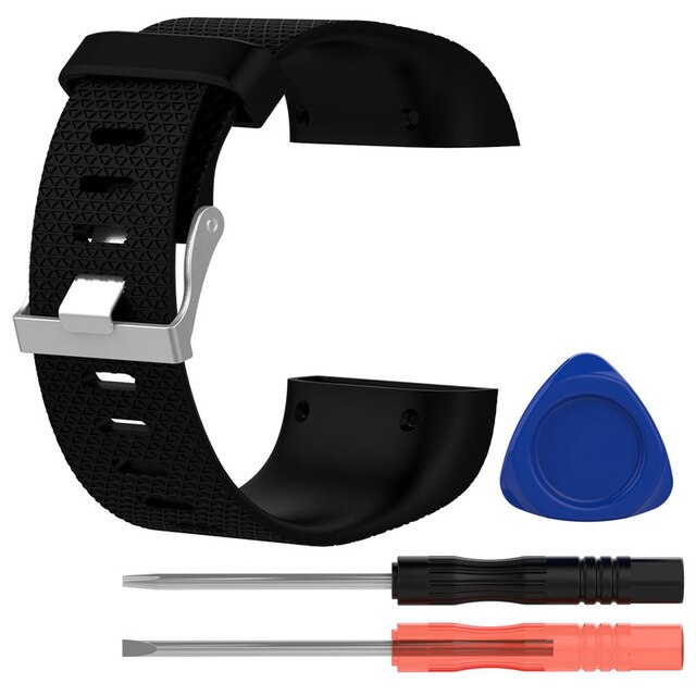 Silicone Replacement Watch Wrist Strap Band For Fitbit Surge Smartwatch Band Wristbands With Screwdriver Accessory Belt Bracelet: Black / S Size