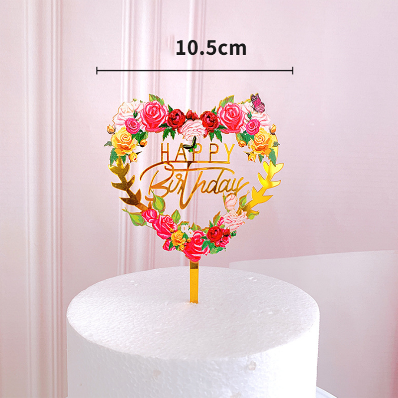 1PC kolorowe kwiaty cylinder na tort urodzinowy złoty akryl urodziny na przyjęcie deser dekoracja na niemowlę prysznic naczynia robić pieczenia
