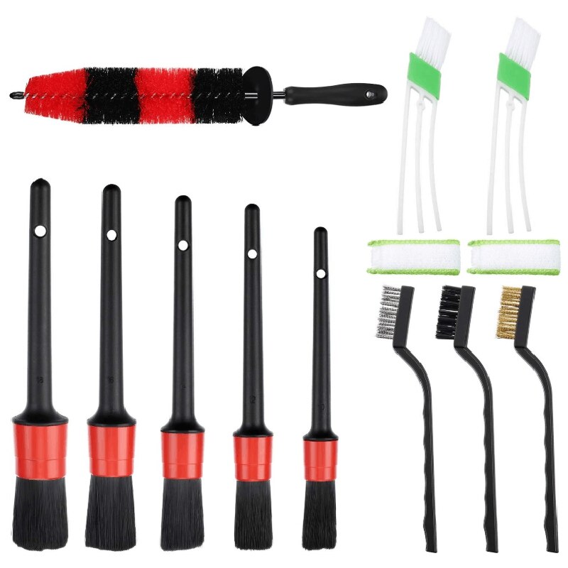 11 Pcs Auto Detailing Brush Set for Cleaning Wheels, Interior, Exterior, Easy Reach Wheel and Rim Detailing Brush Soft Bristle,C