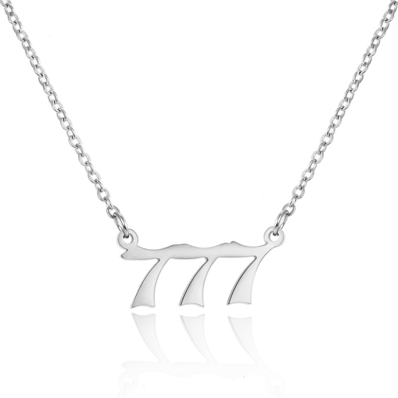 Stainless Steel Angel Number Necklace 111 222 333 444 555 666 777 888 999 For Women Men Lucky Number Chain Necklaces Jewelry: Silver 7