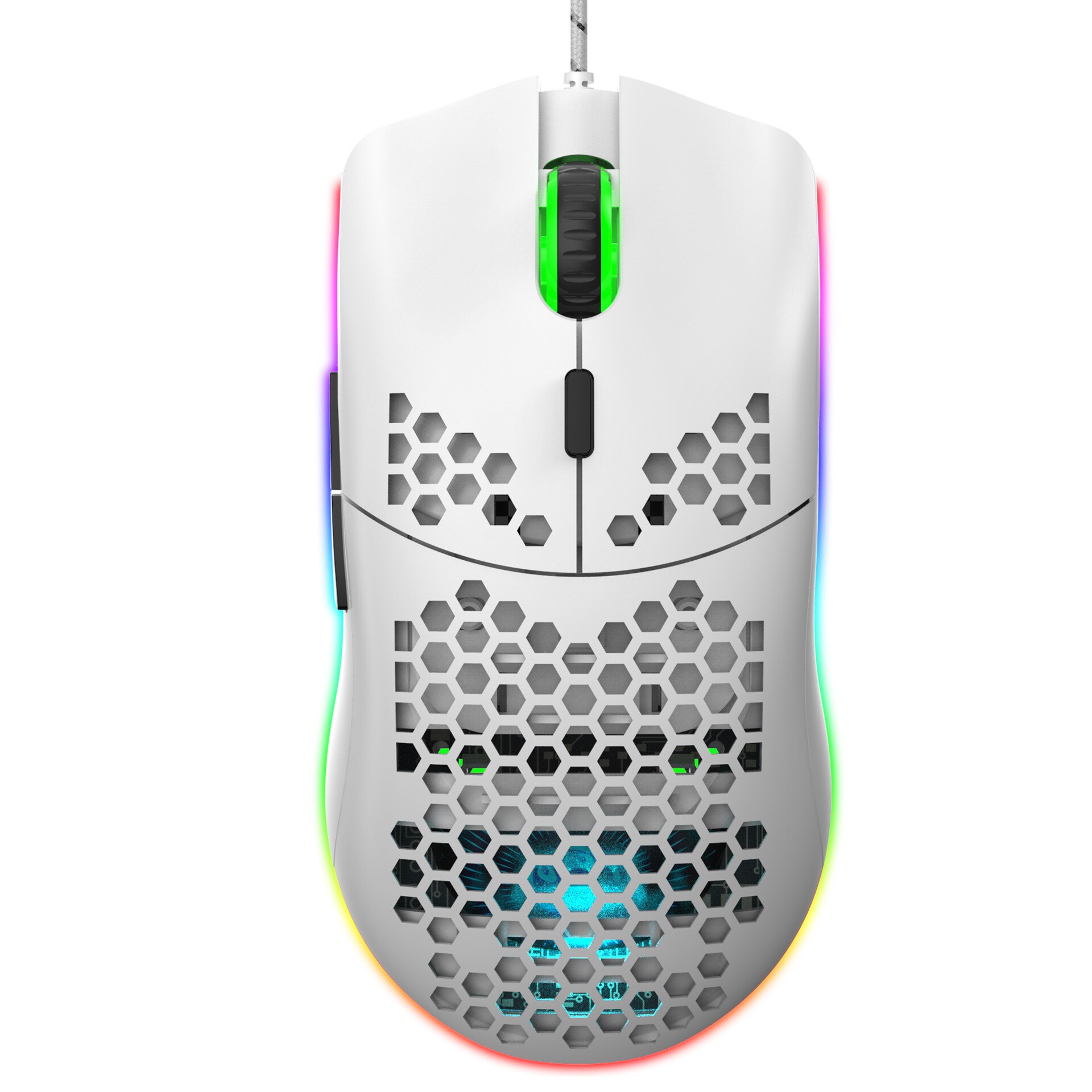 Souris de jeu sans fil modèle O, souris légère, couleur noir/blanc mat,: WHITE