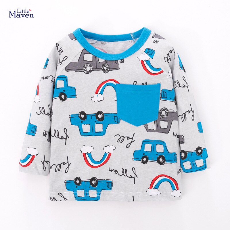 Poco maven Maglietta Dei Ragazzi di Autunno abbigliamento per Bambini cartone animato macchina Stampa infantile Del bambino T camicia Abbigliamento per Bambini in Cotone