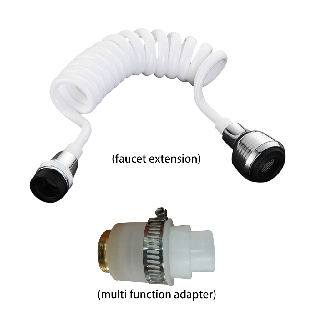 Adjustable Kitchen Faucet Extension Spring Tube 360 Rotation Long Hose Bathroom Faucet Spring Tube Water Tap Extender Accessory