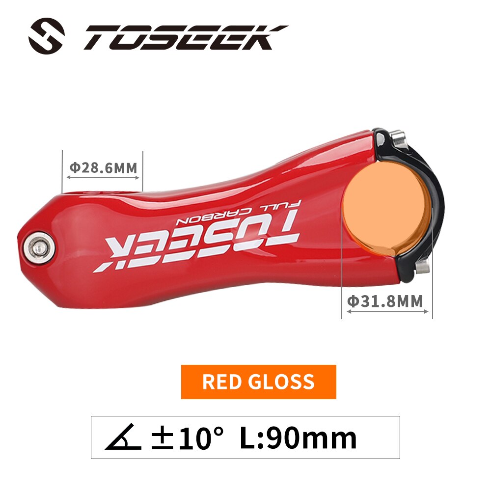 Toseek Stuurpen Stuur 31.8Mm Full Carbon Fiber Fietsen Mtb Road Fiets Stuurpen Mountain Hoek 10 Graden 80/90/100/110Mm: red - 90mm