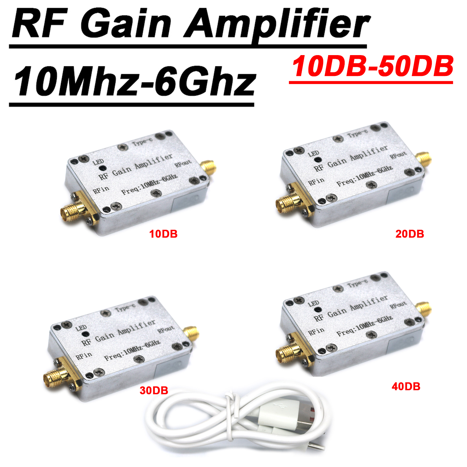 LNA 10mhz - 6ghz amplificador de ganancia de radiofrecuencia 10db 20db 30db 40db 50db amplificador de potencia de radiofrecuencia de alta planitud conduce transceptor de radio