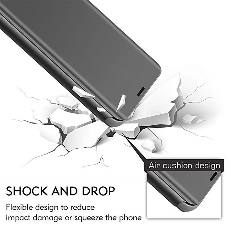 Mirror Flip Case For Huawei P Smart Phone Case Plating Leather Stand Cover For Huawei Y7A Shockproof
