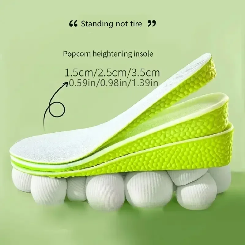 Solette invisibili per aumentare l'altezza Scarpe in memory foam verde Suola traspirante Comoda per uomo Donna Soletta per la cura dei piedi