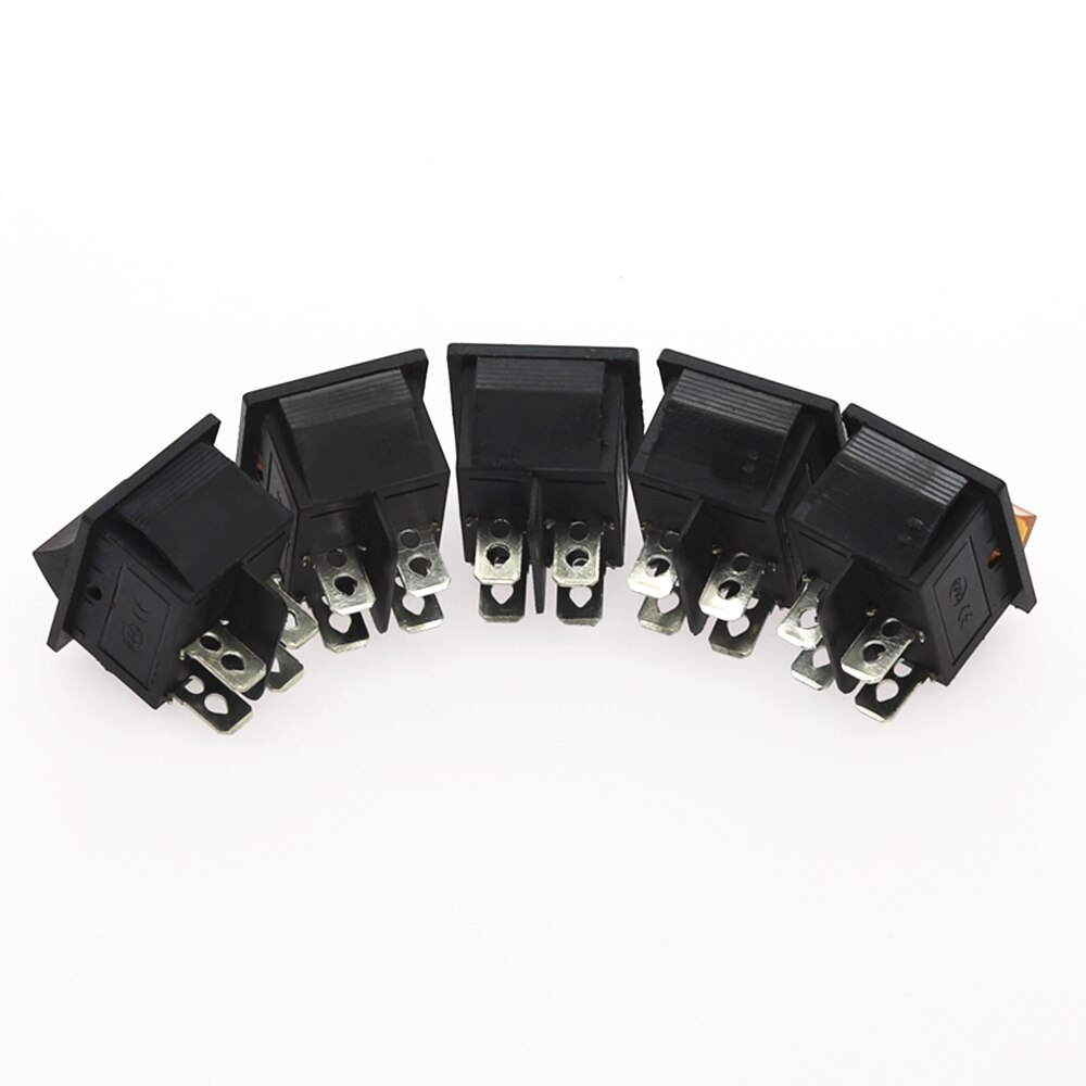 5Pcs KCD4 Rocker Switch Power Switch Self-Lock 2 Position 4 Pins With Light 15A 250VAC/20A 125VAC 32*25mm