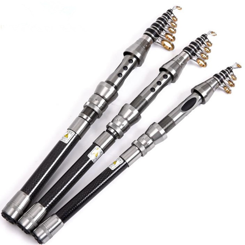 Carbon Spinning Fishing Rod Portable Telescopic Fishing Pole for Travel Saltwater Freshwater
