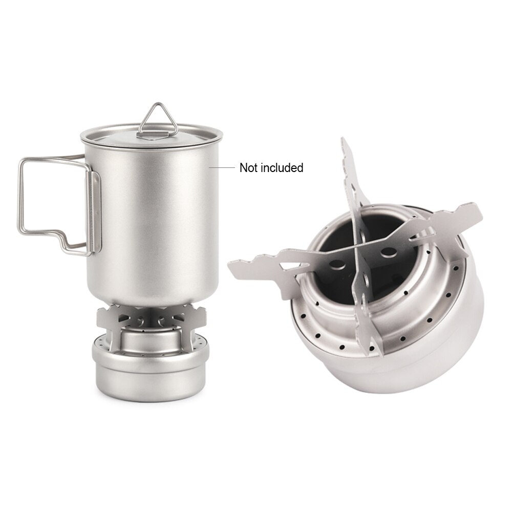 TOMSHOO Portable Mini Titanium Alcohol Stove with Lid Cross Stove Stand Rack Outdoor Camping Backpacking Cooking Alcohol Stove
