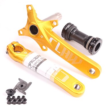 Fiets crankstel 104 bcd fiets crankstel mtb onderdelen mountainbike componenten fiets crankstel fietsonderdelen: Gouden crank met bb