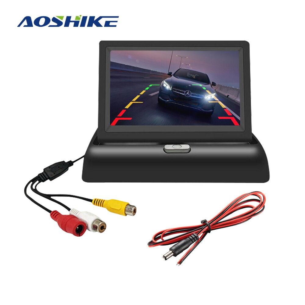 AOSHIKE-Monitor plegable para coche, 4,3 pantallas, con cámara, aparcamiento, 12V, pantalla TFT LCD, Universal, 640x480: car monitor