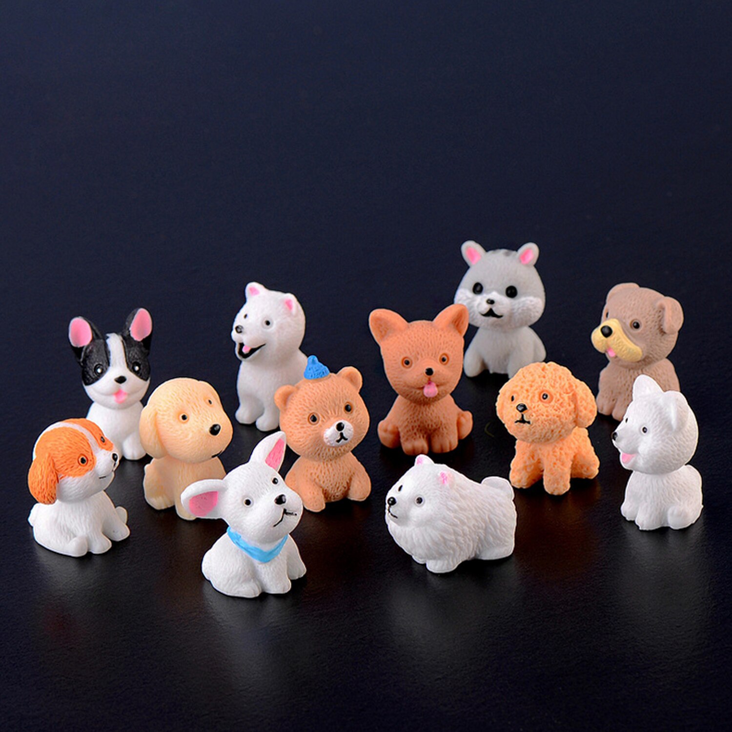 12 Stuks Leuke Cartoon Hars Hond Model Speelgoed Voor Miniatuur Fairy Tuin Micro Landschap Decoraties Ornamenten