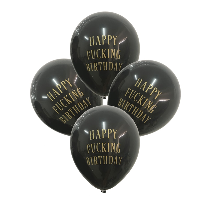 12 unids/lote globos de feliz cumpleaños letras impresas globo abusivo grosero globo decoraciones de de cumpleaños