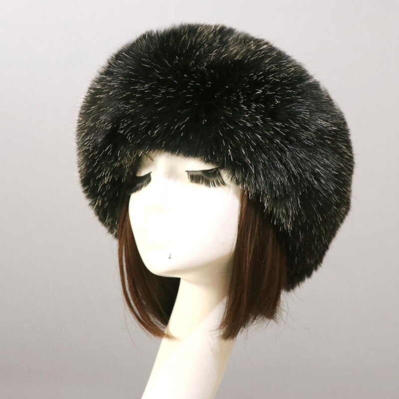 Kobiety futrzane czapki grube futrzane ciepłe sztuczne futro z lisa kapelusz jesień zima rosyjski gruby Bomber odkryty Earwarmer Ski pusty cylinder czapki