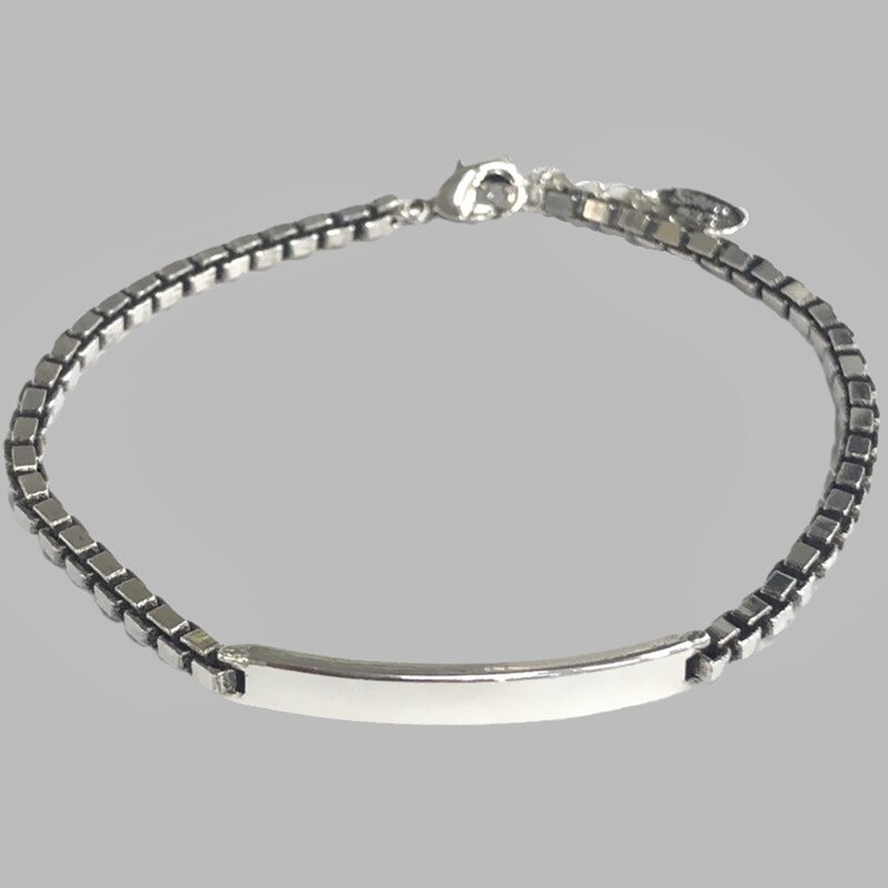 Foxanry 925 sterling sølv vintage armbånd terndy enkel kæde kæde armbånd bryllup smykker til kvinder størrelse 18.5mm justerbar: Geometri