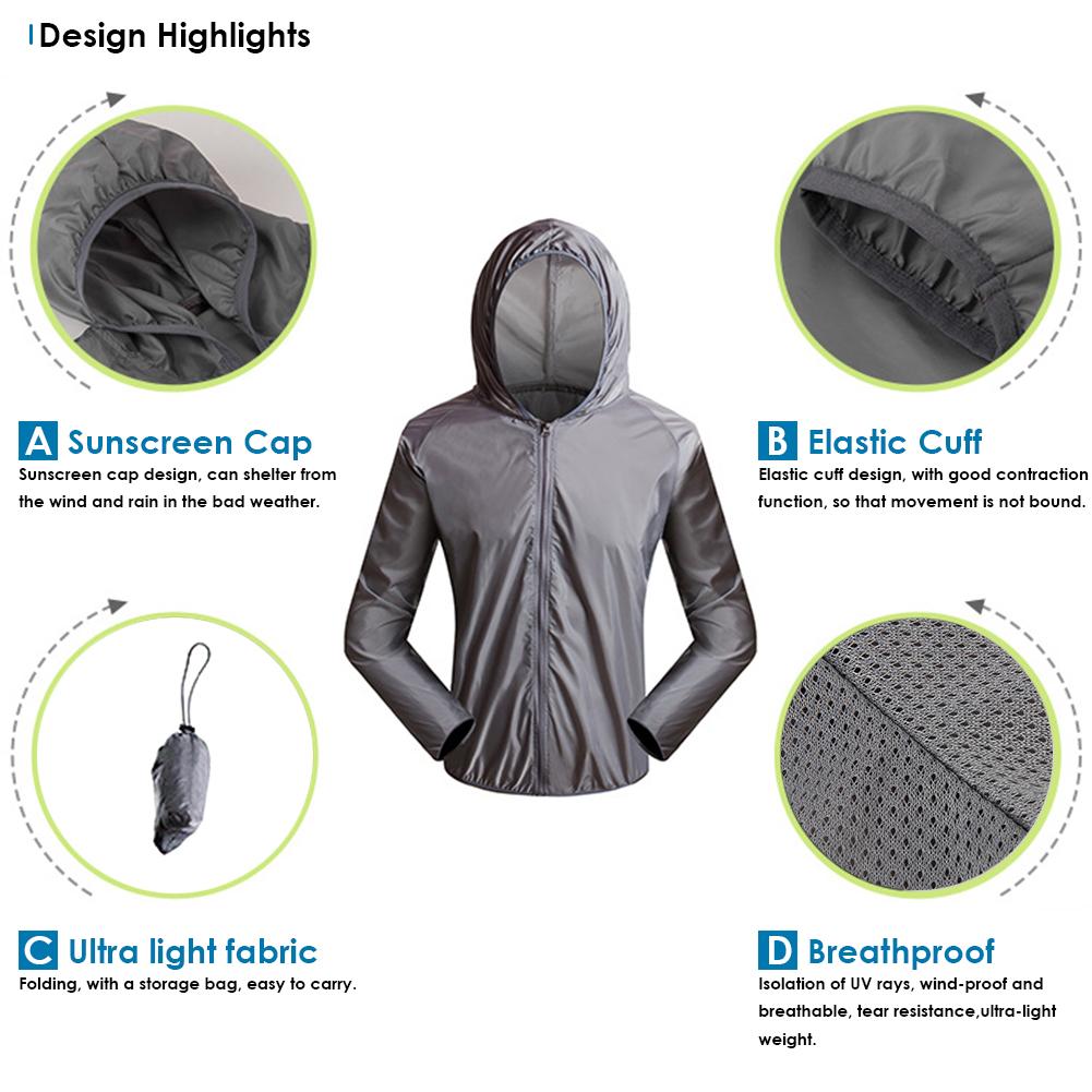 Waterdichte Mannen Hooded Jassen Zon Snel Droog Outdoor Anti-Uv Fietsen Camping Ultra Licht Jas Kleding