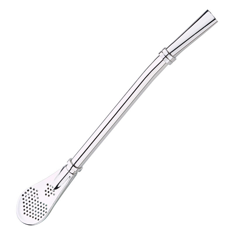 1pc Drinking Straw Stainless Steel Yerba Mate Straw Gourd Spoons Reusable Metal Pro Tools Bar Accessories: Silver