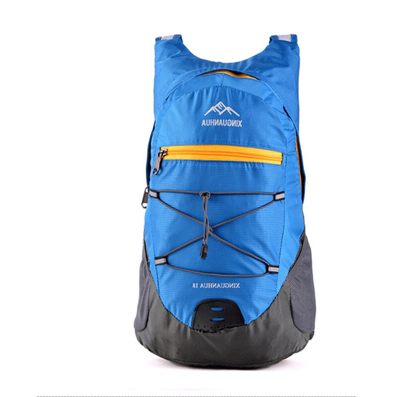 Stor kapacitet udendørs sport folde rygsæk hud taske vandafvisende nat reflekterende vandreture camping skole mænd kvinder børn 22l: Blå
