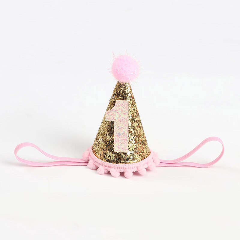 Kleurrijke Glitter Baby Hoofdbanden Driehoek Crown Meisjes Elastische Haarband Baby Peuter Verjaardagsfeestje Hairball Hoofddeksels: 1