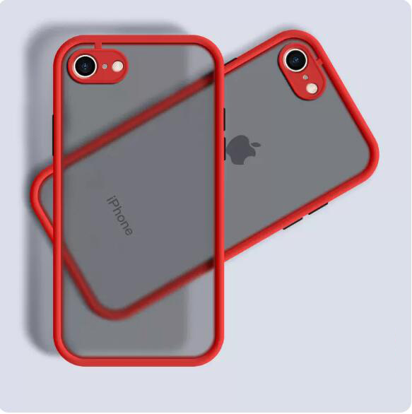 La nueva funda anticaída para iphone SE , funda para iphone 6 6s 7 8 Plus SE2 2022, fundas protectoras de piel de poros finos esmerilados: EVA / Rojo