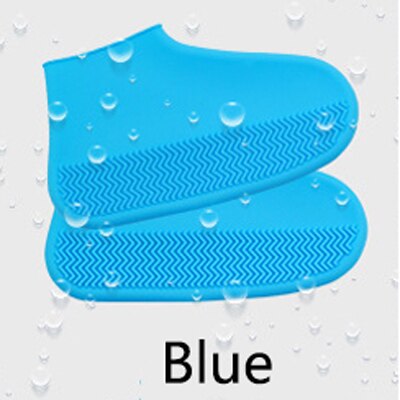 Capa de sapato impermeável material de silicone unisex sapato cobre ao ar livre adequado para dias chuvosos fácil de transportar botas de chuva à prova dwaterproof água: Azul / S