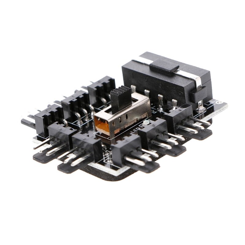 PC IDE Molex 1 To 8 Way Splitter Cooling Fan Hub 3-Pin 12V Power Socket PCB Adapter 40JB
