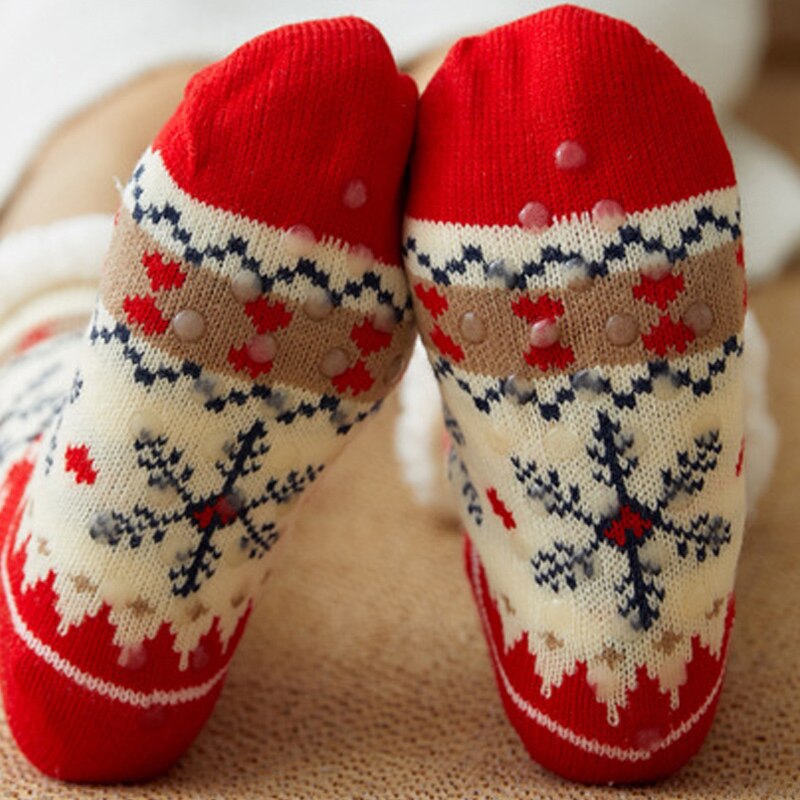 Nieuw Vrouwen Extra Warme Fleece Indoor Sokken Warme Voeten Stretchy Voor Winter Thuis Kerst S66