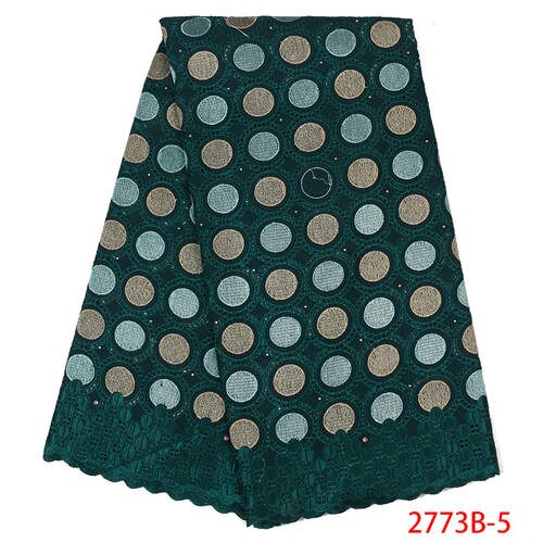 Afrikansk tør bomuldsblonderstof nigeriansk broderi blonder schweizisk voile blonder med sten til kvinder kjole  ks2773b-3: 2773b- 5
