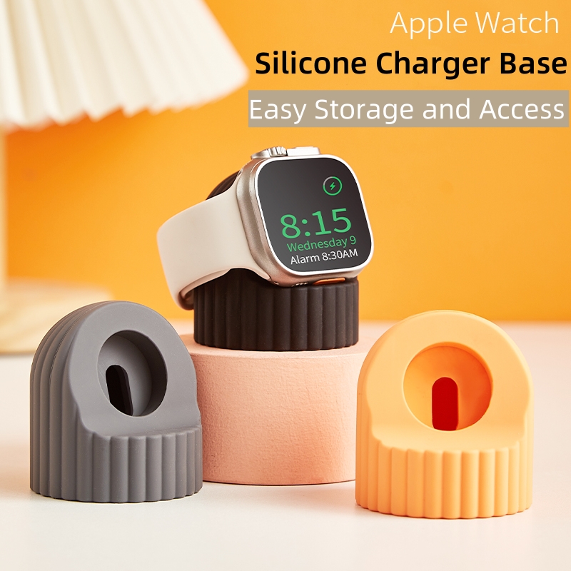 Soporte de cargador de silicona suave para Apple Watch Series 8, 7, 6, 5, 4, 3, 2, 1 SE, estación de carga Iwatch, accesorios de soporte de escritorio