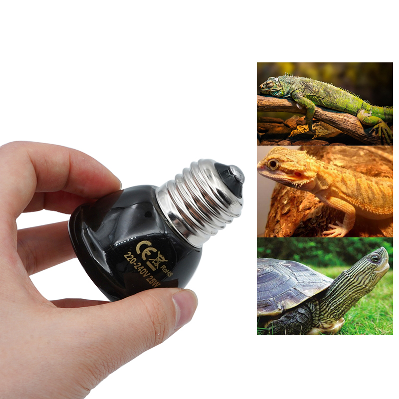 25W 50W 75W 100W E27 lampada riscaldante per animali domestici lampadina a infrarossi in ceramica nera a infrarossi lampadina per animali domestici lampada per rettili 220-230V