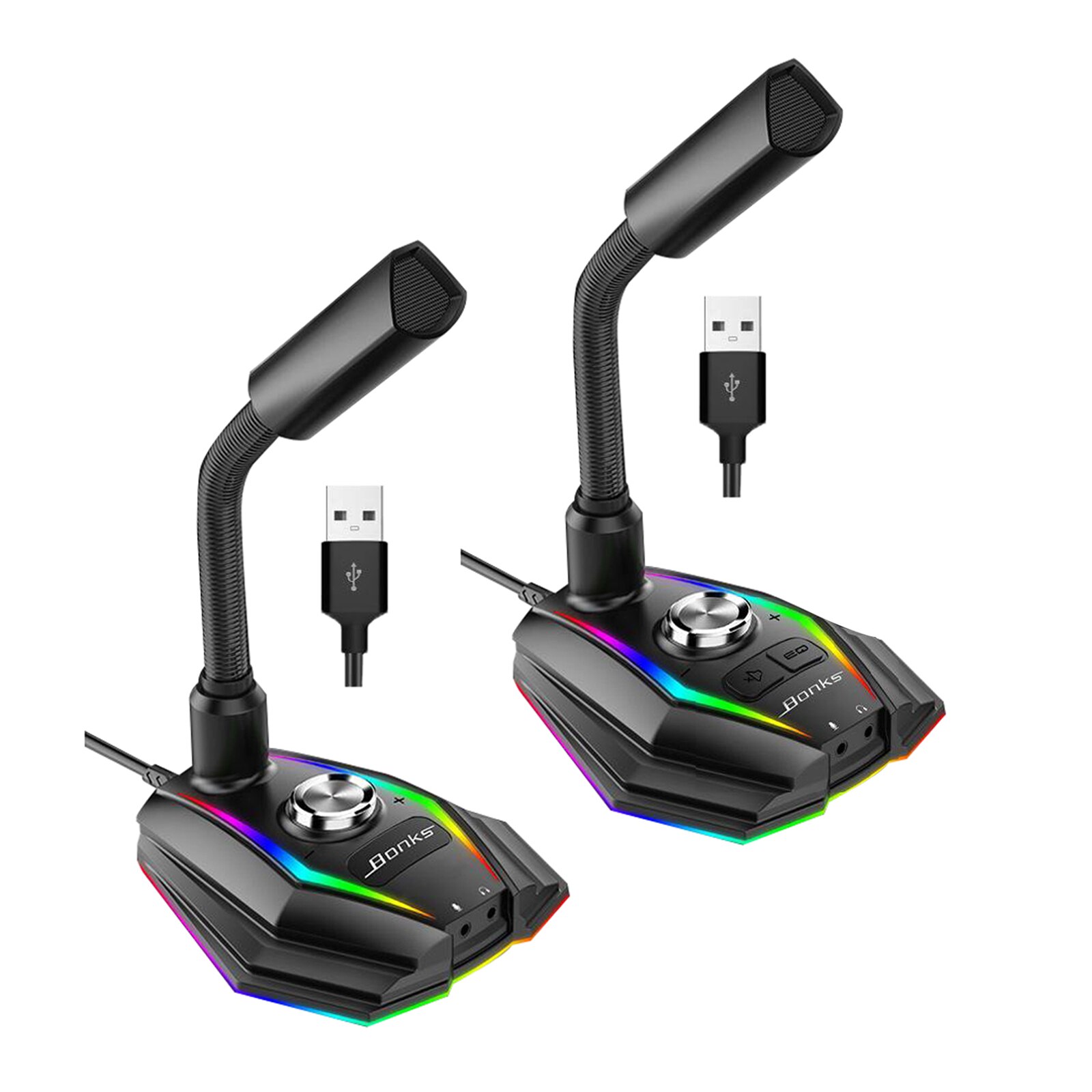 USB Computer Microphone, PC Mic Microphone for Computer with Mute Button and RGB Rainbow Light for ZRecording, Meeting, Games