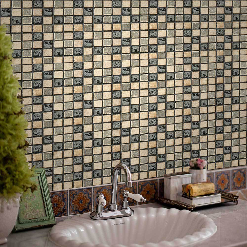 18Styles 20cm*20cm 6PCS/Set DIY Home Decor Kitchen Vinyl Self-sdhesive Wallpaper Backsplash Mosaic Tile Sticker Home Decoration