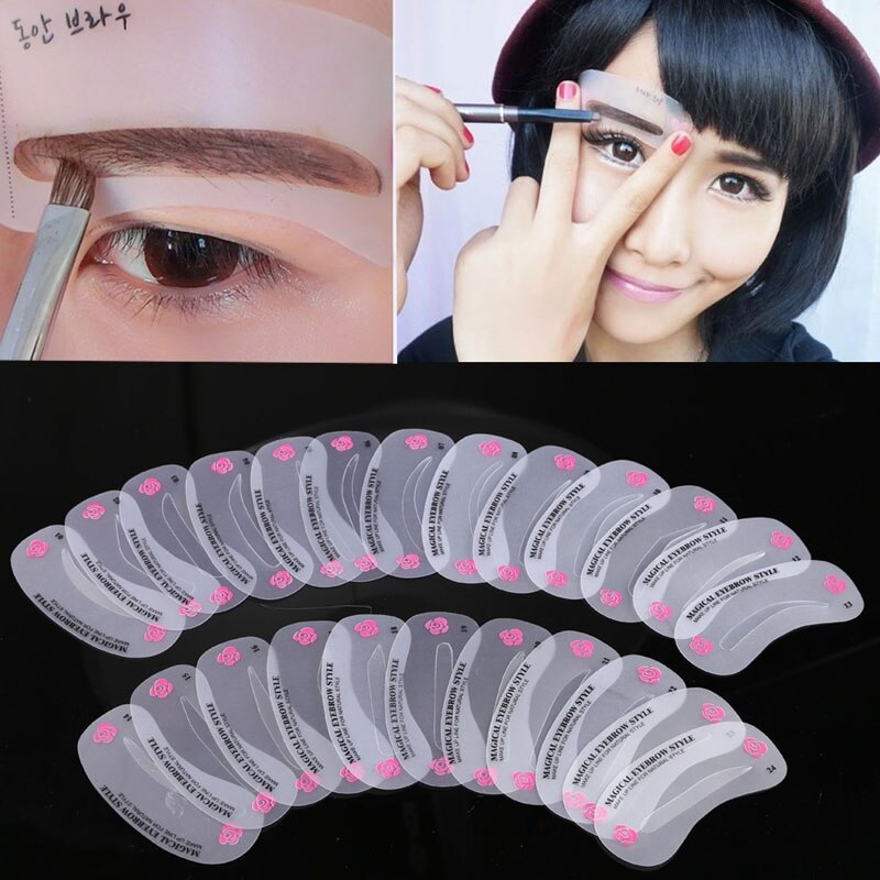 24 Pcs Reusable Eyebrow Stencil Set Eye Brow DIY Drawing Guide Shaping Grooming Template Card Easy Makeup Beauty Kit wyt77