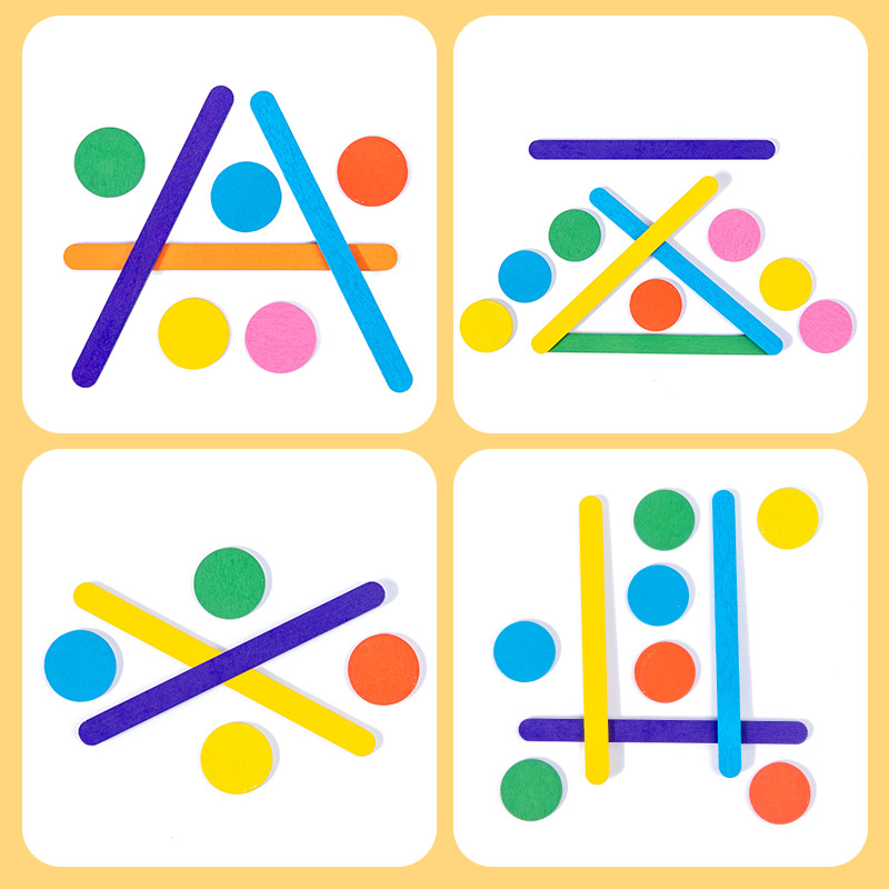 Wooden Rainbow Sticks Puzzle Montessori Toys Color Cognition Logical Thinking Matching Games Children Early Educational Toys
