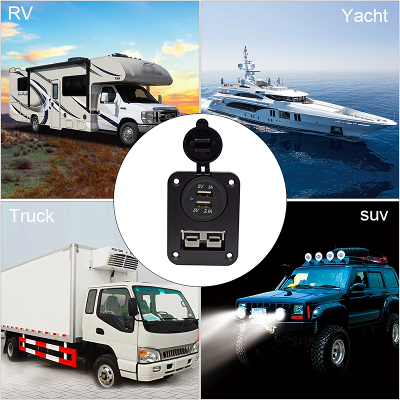 Flush Mount Anderson Plug Socket Dubbele Usb Charger Panel Voor Caravan Camper Boot Truck Rv