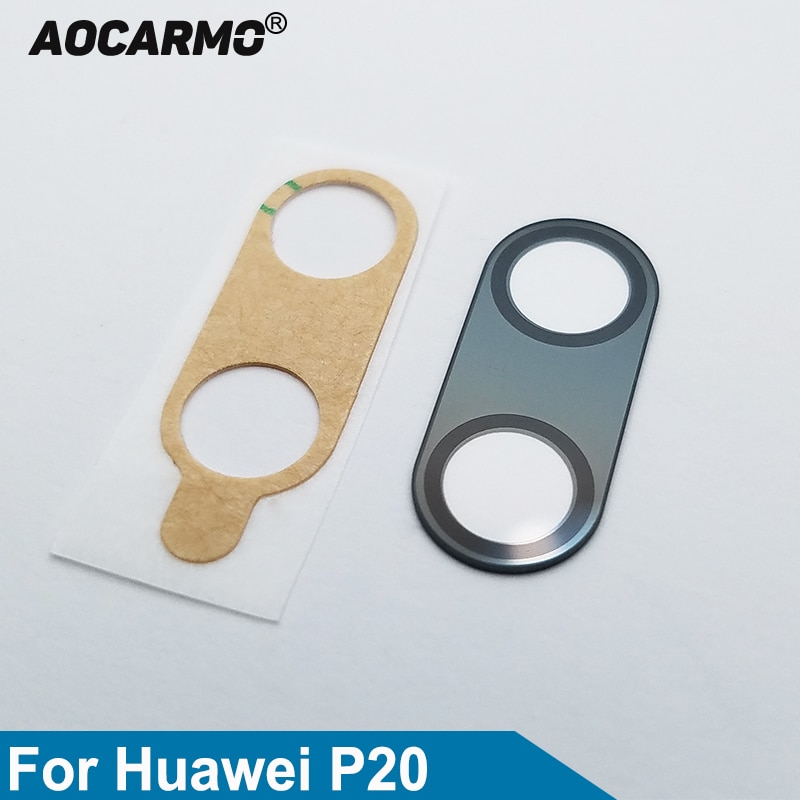 Aocarmo couvercle de bague en verre d'objectif de caméra arrière avec pièce de rechange adhésive pour Huawei P20 5.8"