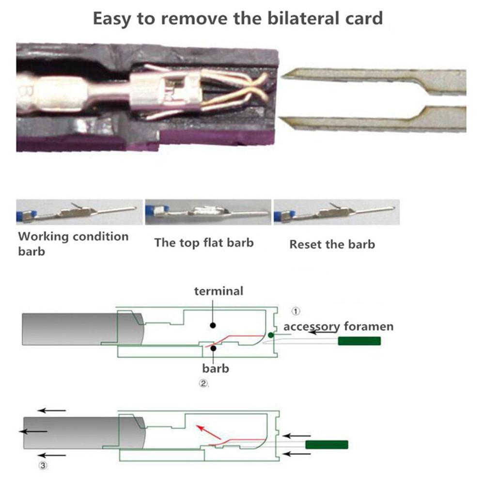 Extractor de terminales de acero inoxidable para coche, herramienta de extracción de cables, Conector de crimpado, Extractor de broche, Terminal 301, herramienta de extracción de 0,8-6,2mm, 29 Uds.