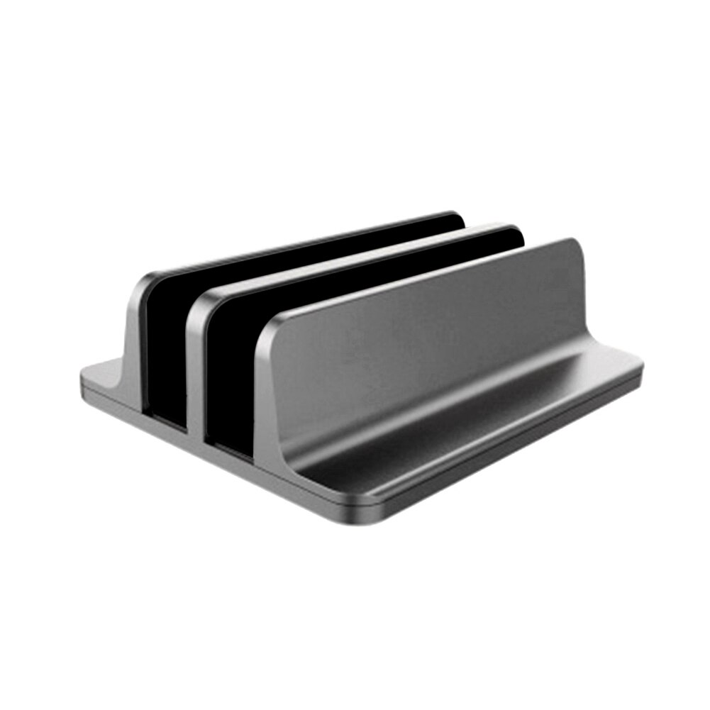 Double Slots Vertical Laptop Stand Book Notebook Bracket Aluminum Alloy Tablet for Office Caring Computer Supplies: Grey