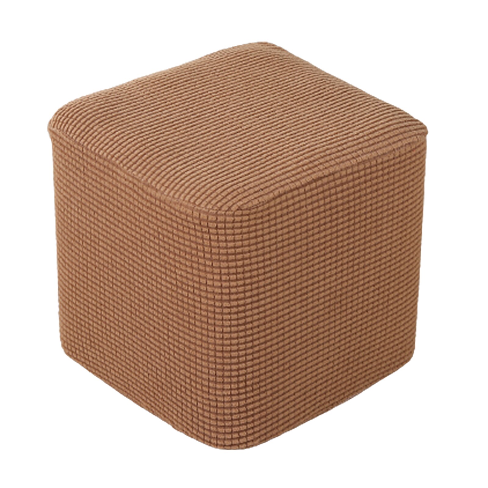 Square Ottoman Slipcover Polyester Footstool Furniture Cover Jacquard Fabric: coffee