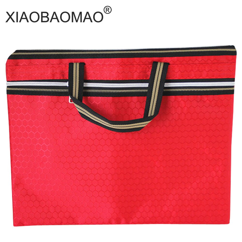 Large capacity file organizer A4 document bag zipper bag office school paper file folder: red