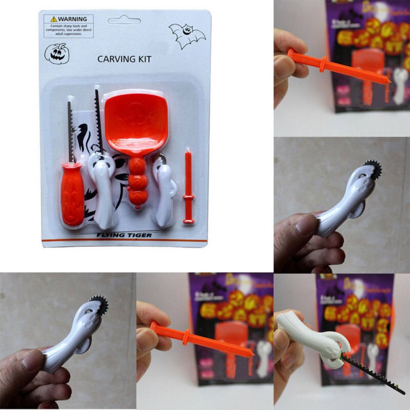 5 Stks/set Rvs Multifunctionele Pompoen Carving Kit Halloween Graveren Keuken Accessoires