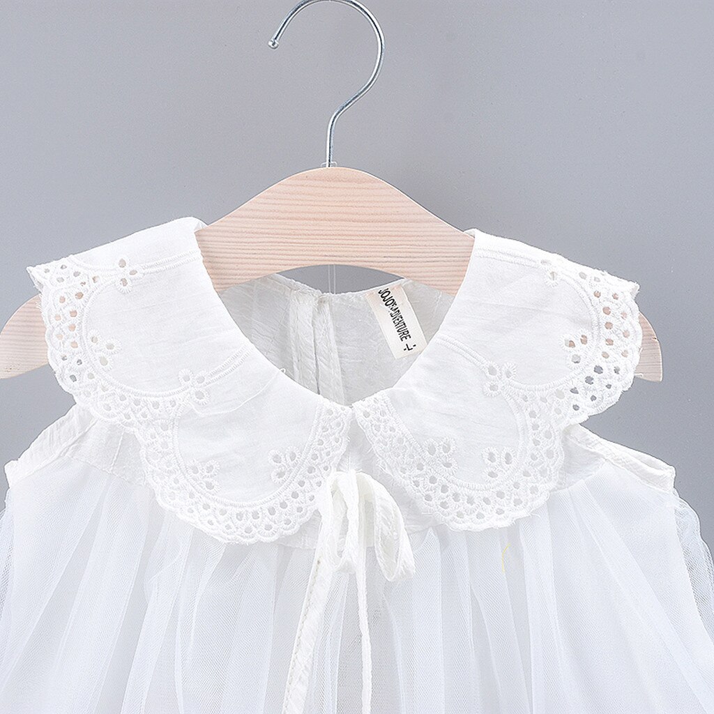 Cute baby girl dress Solid Bow Lace Tulle Party Princess Dress Clothing Pink White Dress for Toddler Kid robe bebe HOOLER