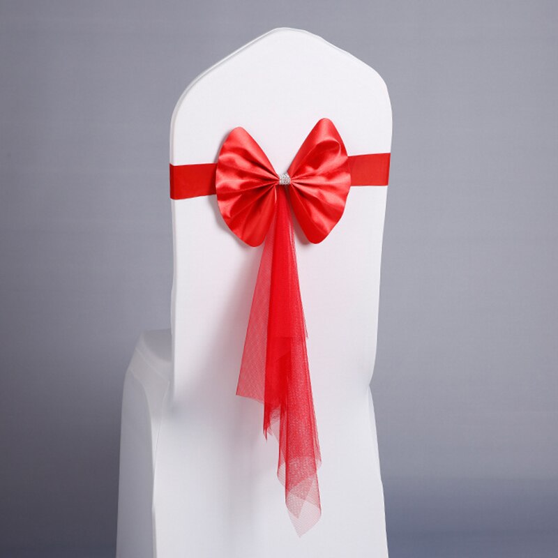 20pcs/set Organza PU leather Chair Sashes Wedding Chair Knot Cover Decoration Chairs Bow band Belt Ties For Weddings Banquet