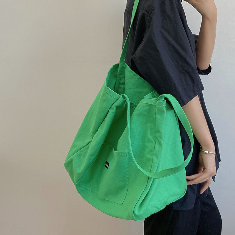 Canvas tas herbruikbare boodschappenschoudertas Dames Eenvoudig Casual Dagelijks gebruik Handtas Totes Vrouwelijke draagbare opvouwbare portemonnee