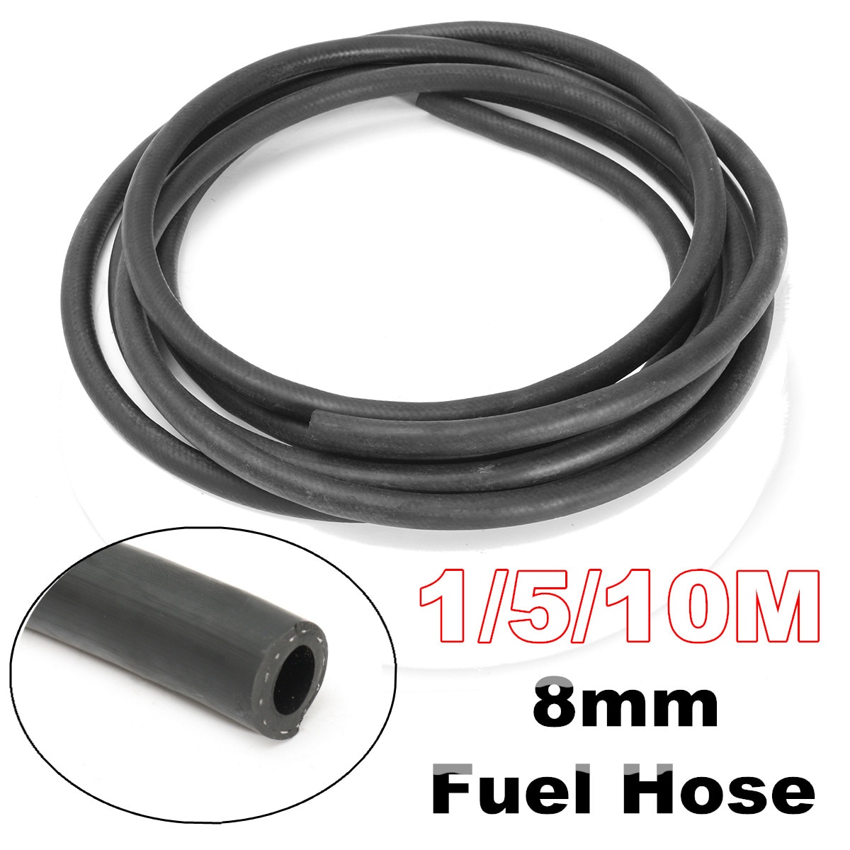 Manguera de combustible de goma reforzada, 1/5/10M, 8mm, línea de aceite de gasolina para tubería diésel