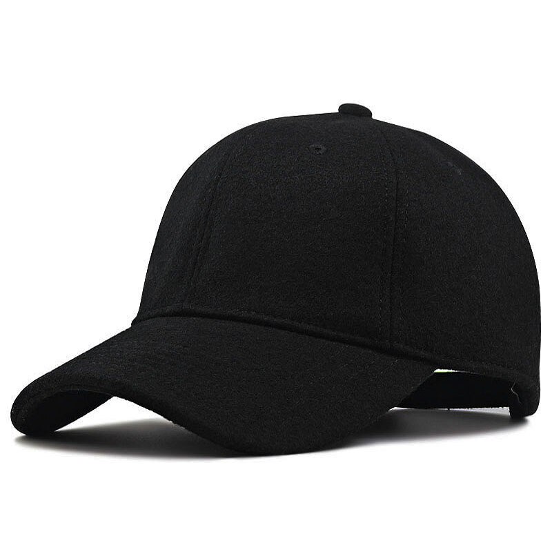 57-62cm 61-68cm big head man cappelli da baseball in lana di grandi dimensioni uomo inverno all&#39;aperto plus size cappellini sportivi in feltro: Black / 61-68cm